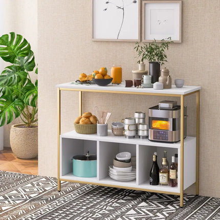 Modern Kitchen Buffet Sideboard with 3 Compartments-White - White - Sideboards Cabinets & Buffets