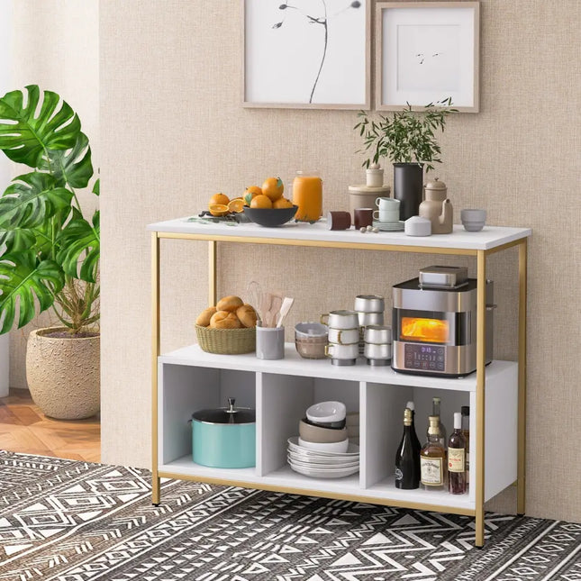 Modern Kitchen Buffet Sideboard with 3 Compartments-White - White - Sideboards Cabinets & Buffets