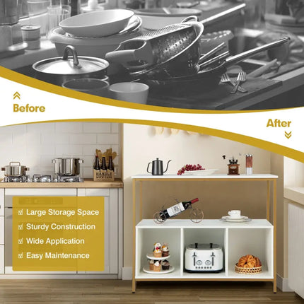 Modern Kitchen Buffet Sideboard with 3 Compartments-White - White - Sideboards Cabinets & Buffets