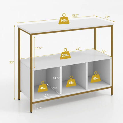 Modern Kitchen Buffet Sideboard with 3 Compartments-White - White - Sideboards Cabinets & Buffets