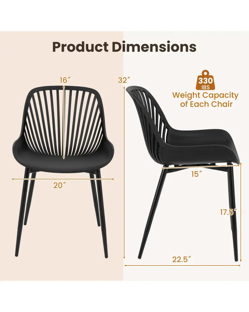 Modern Kitchen Chairs with Metal Legs Cutout Backrest Curved Seat for Dining Room Home Office-Black - Black - Dining