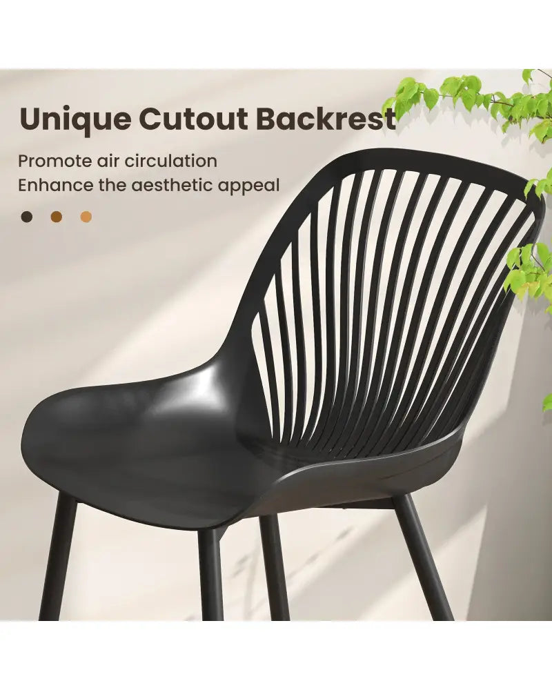 Modern Kitchen Chairs with Metal Legs Cutout Backrest Curved Seat for Dining Room Home Office-Black - Black - Dining