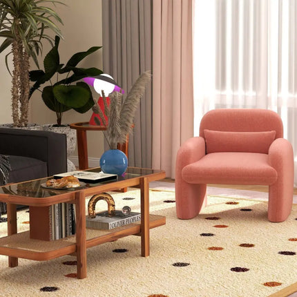 Modern Living Room Furniture Set (Bookcase + Coffee Table + End Table + Accent Chair) - Living Room