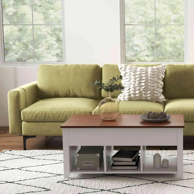 Modern Living Room Set: Modular L-shaped Sectional Sofa Lift Top Coffee Table & 3-Globe Floor Lamp - Living Room