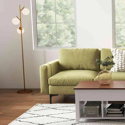 Modern Living Room Set: Modular L-shaped Sectional Sofa Lift Top Coffee Table & 3-Globe Floor Lamp - Living Room