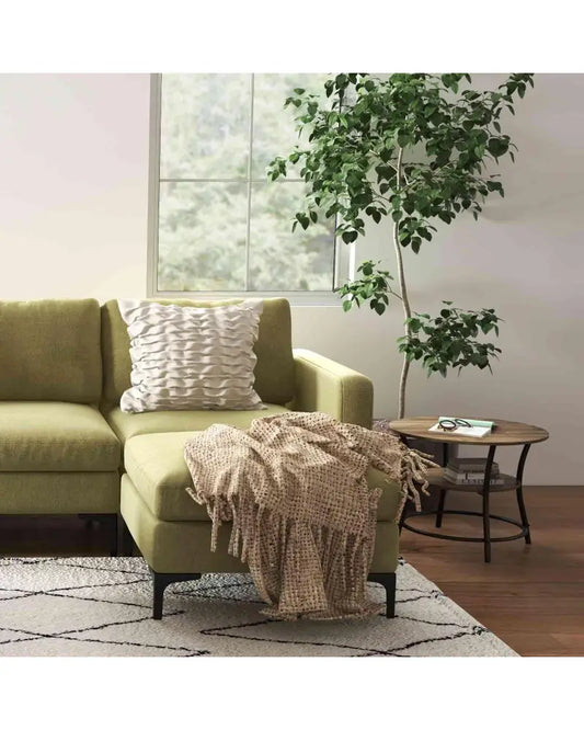 Modern Living Room Set: Modular L-shaped Sectional Sofa Lift Top Coffee Table & 3-Globe Floor Lamp - Living Room