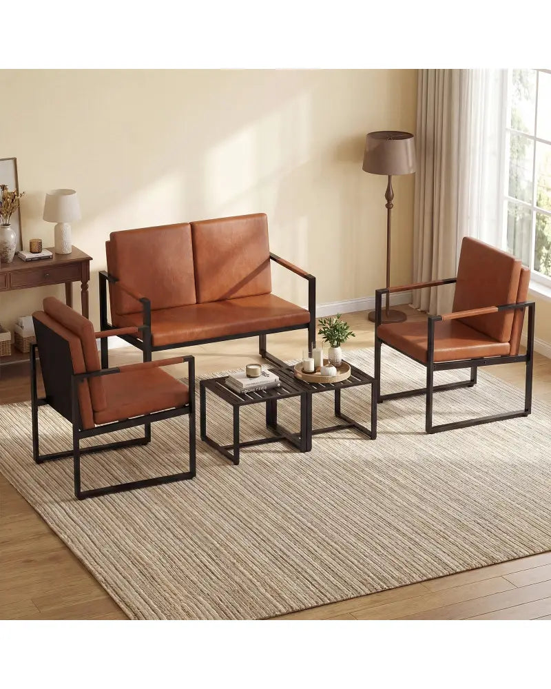 Modern Loveseat Sofa 2 Seater Small Couch-Brown - Sofas & Loveseats