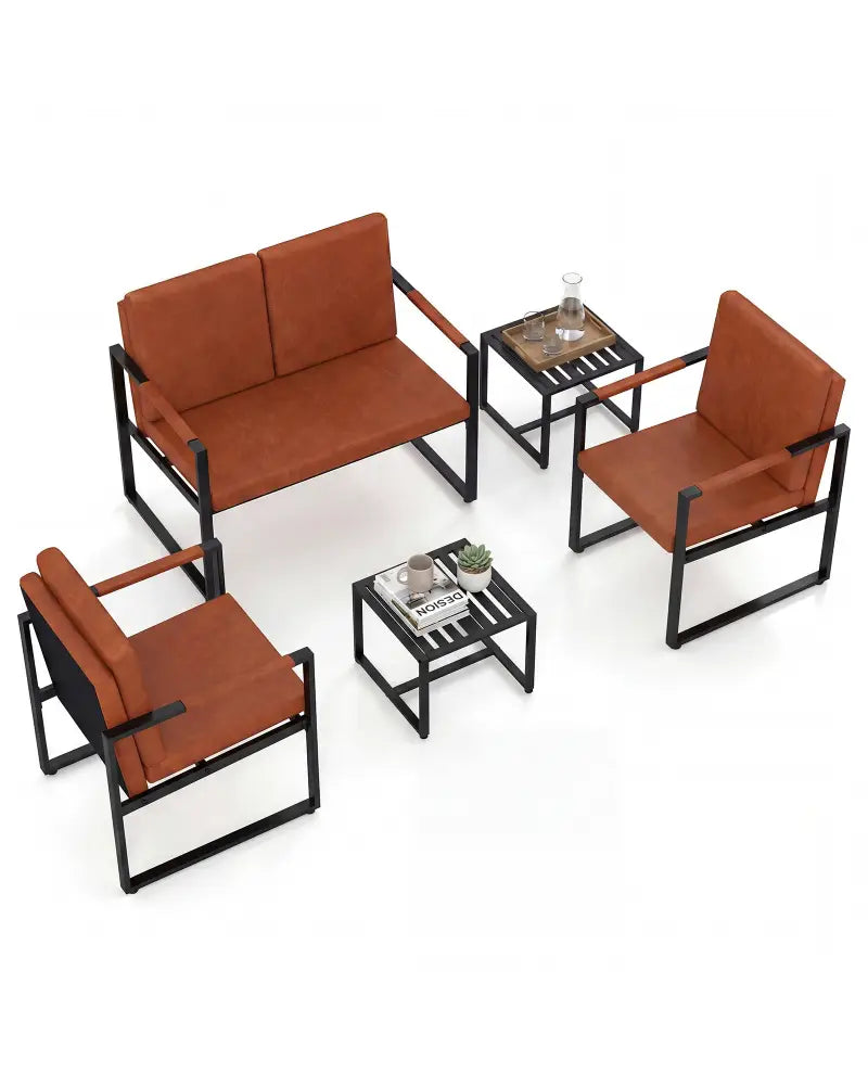 Modern Loveseat Sofa 2 Seater Small Couch-Brown - Sofas & Loveseats