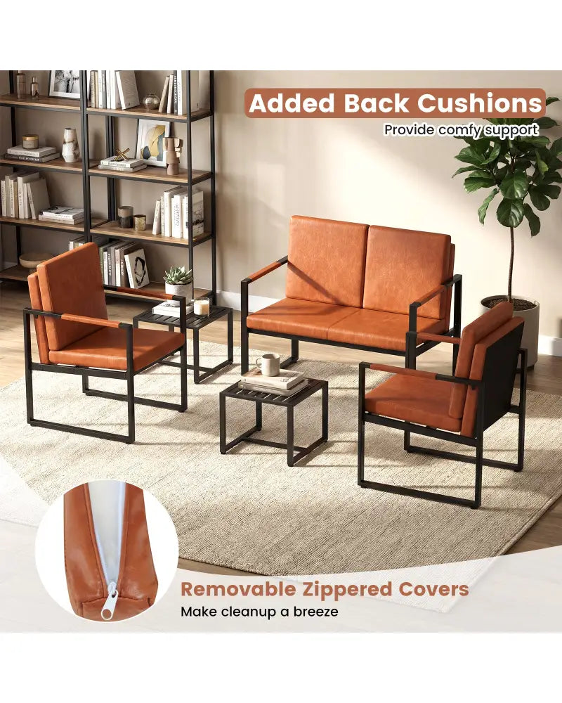 Modern Loveseat Sofa 2 Seater Small Couch-Brown - Sofas & Loveseats
