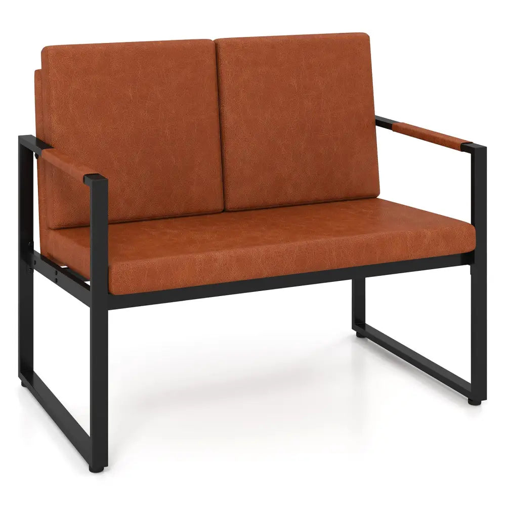 Modern Loveseat Sofa 2 Seater Small Couch-Brown - Sofas & Loveseats