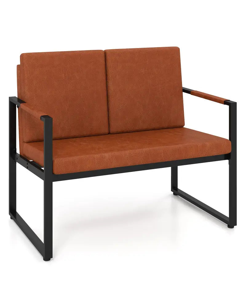 Modern Loveseat Sofa 2 Seater Small Couch-Brown - Sofas & Loveseats
