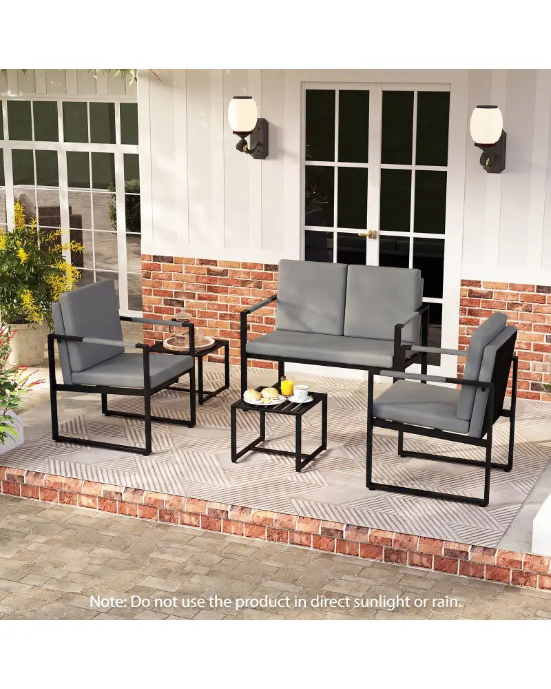 Modern Loveseat Sofa 2 Seater Small Couch-Gray - Black & Gray - Sofas & Loveseats
