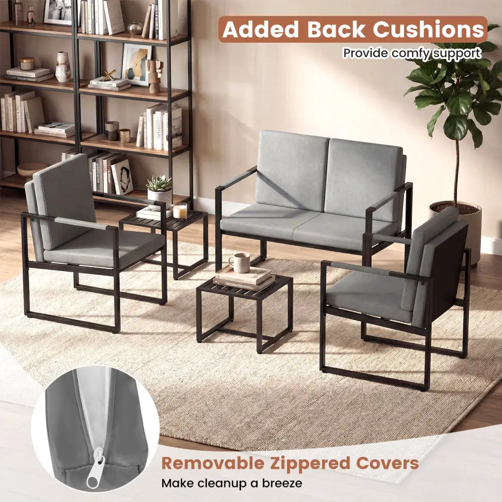 Modern Loveseat Sofa 2 Seater Small Couch-Gray - Black & Gray - Sofas & Loveseats