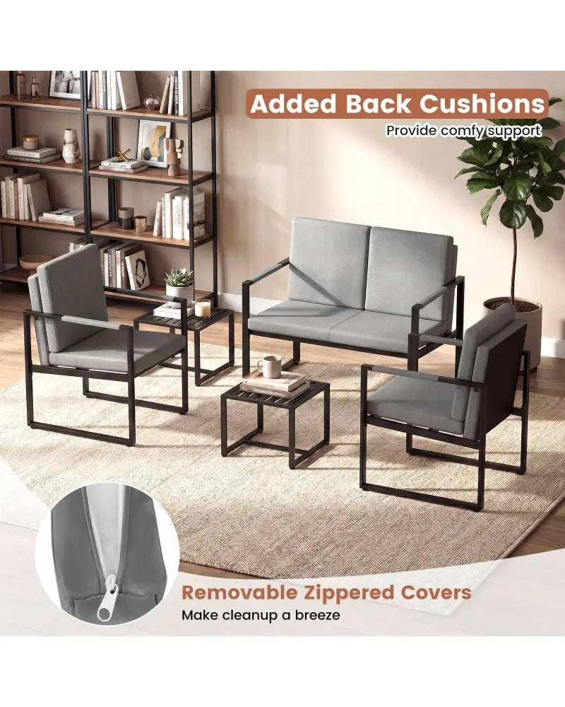 Modern Loveseat Sofa 2 Seater Small Couch-Gray - Black & Gray - Sofas & Loveseats