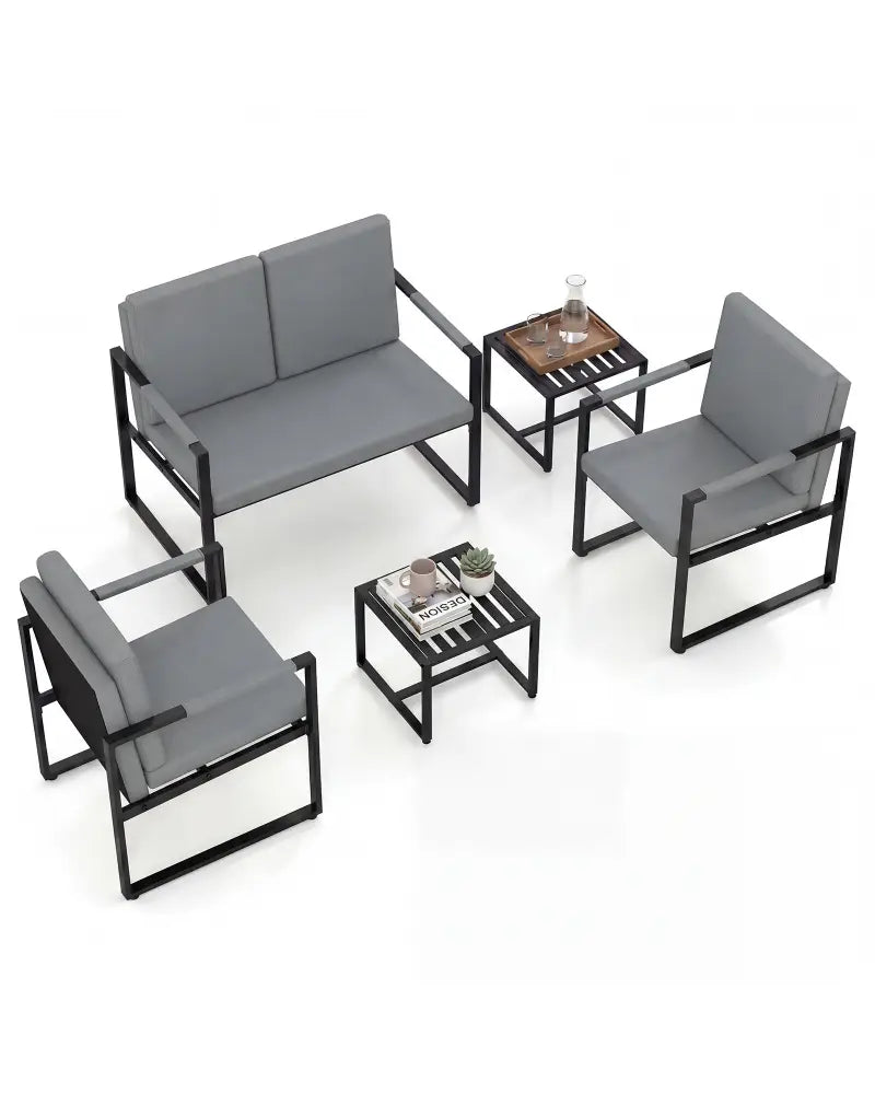 Modern Loveseat Sofa 2 Seater Small Couch-Gray - Black & Gray - Sofas & Loveseats