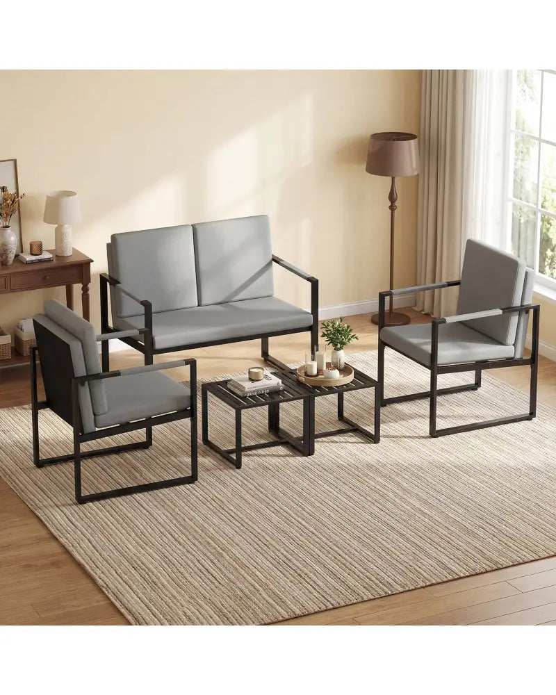 Modern Loveseat Sofa 2 Seater Small Couch-Gray - Black & Gray - Sofas & Loveseats