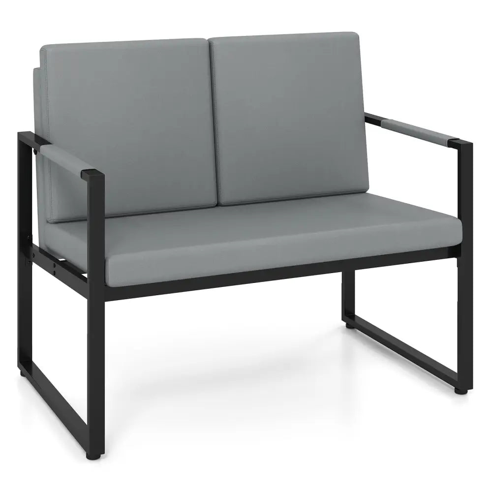 Modern Loveseat Sofa 2 Seater Small Couch-Gray - Black & Gray - Sofas & Loveseats