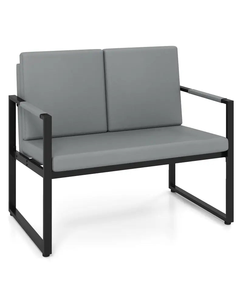 Modern Loveseat Sofa 2 Seater Small Couch-Gray - Black & Gray - Sofas & Loveseats
