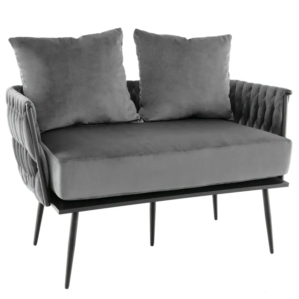 Modern Loveseat Sofa Upholstered Dutch Velvet Sofa Couch-Gray - Gray - Sofas & Loveseats