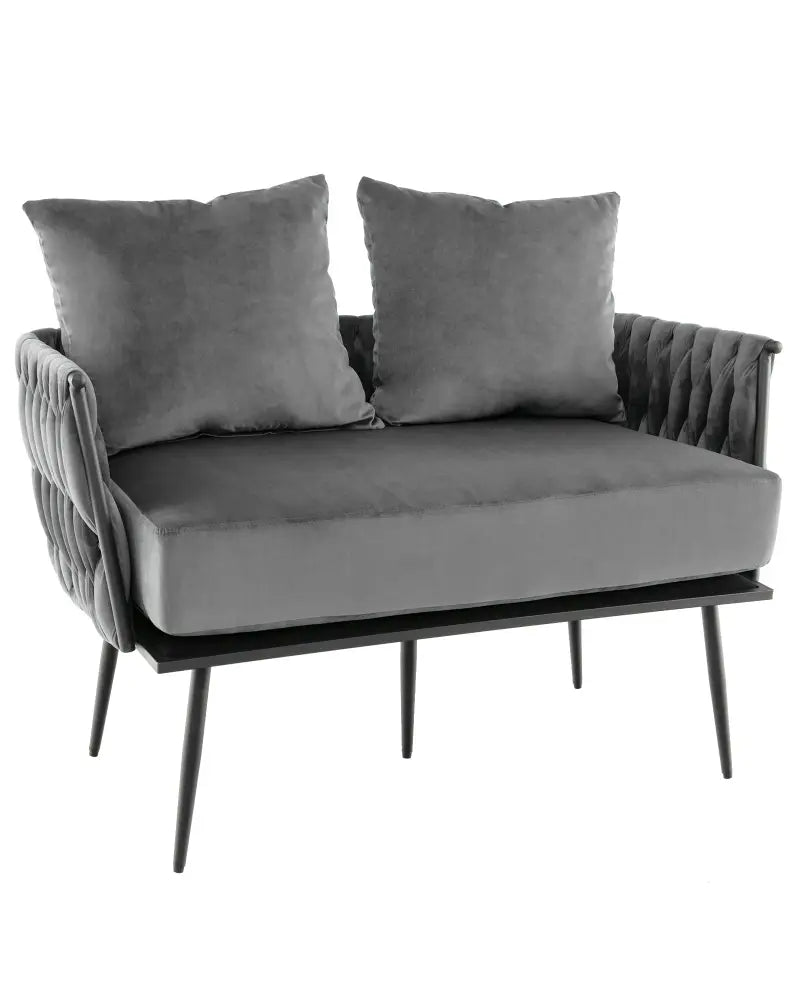 Modern Loveseat Sofa Upholstered Dutch Velvet Sofa Couch-Gray - Gray - Sofas & Loveseats