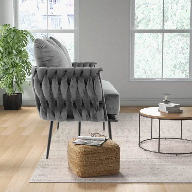 Modern Loveseat Sofa Upholstered Dutch Velvet Sofa Couch-Gray - Gray - Sofas & Loveseats