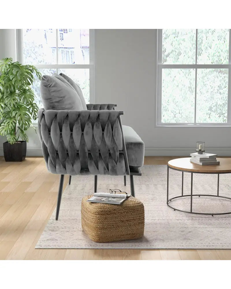 Modern Loveseat Sofa Upholstered Dutch Velvet Sofa Couch-Gray - Gray - Sofas & Loveseats