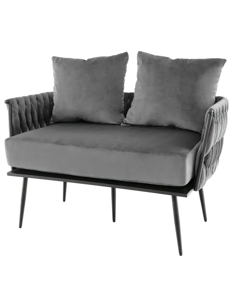Modern Loveseat Sofa Upholstered Dutch Velvet Sofa Couch-Gray - Gray - Sofas & Loveseats