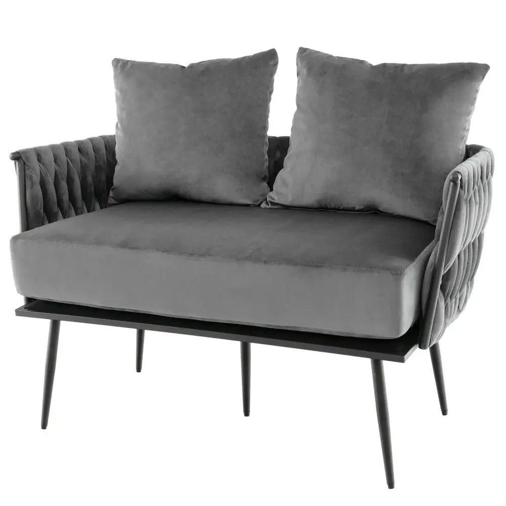Modern Loveseat Sofa Upholstered Dutch Velvet Sofa Couch-Gray - Gray - Sofas & Loveseats