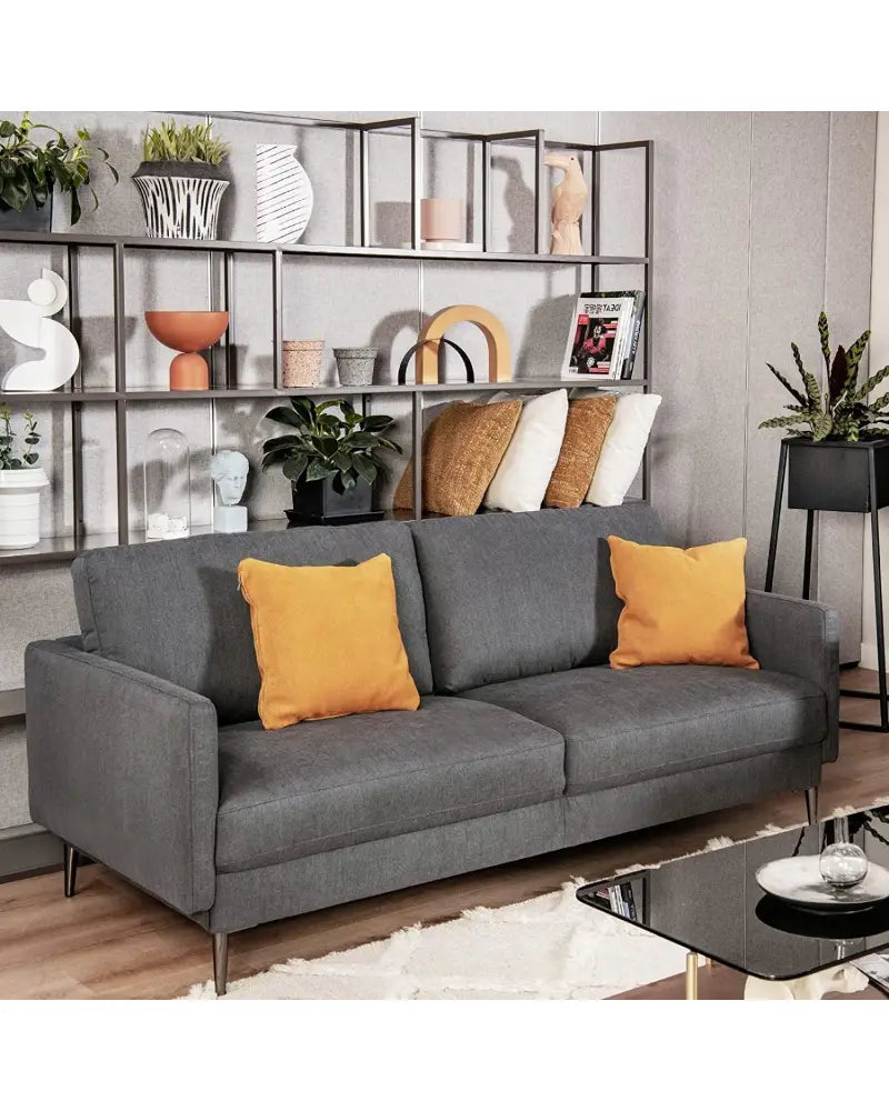 Modern Loveseat with Comfy Backrest Cushions-Gray - Gray - Sofas & Loveseats