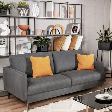 Modern Loveseat with Comfy Backrest Cushions-Gray - Gray - Sofas & Loveseats