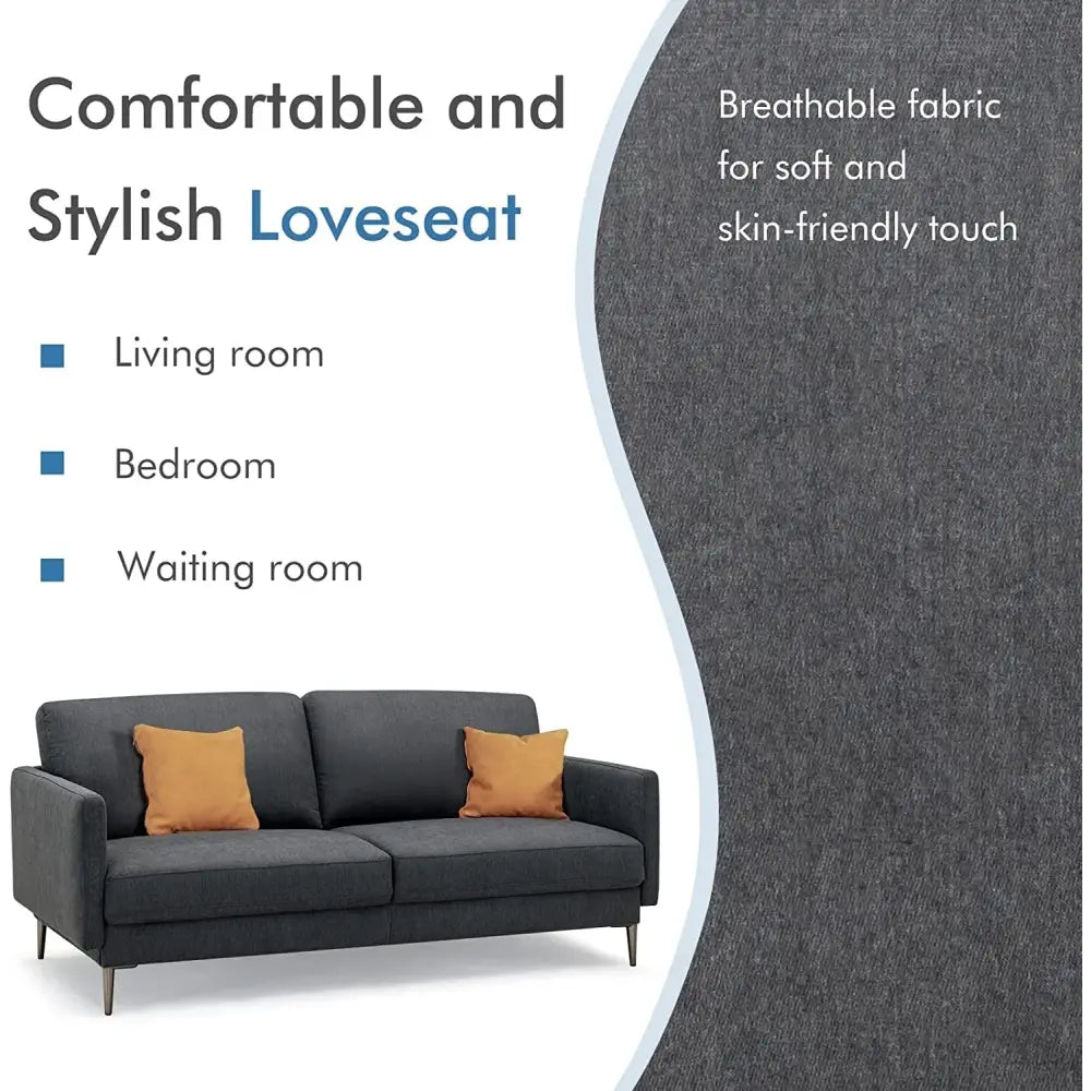 Modern Loveseat with Comfy Backrest Cushions-Gray - Gray - Sofas & Loveseats