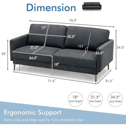 Modern Loveseat with Comfy Backrest Cushions-Gray - Gray - Sofas & Loveseats