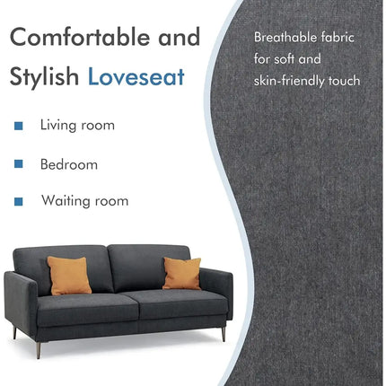 Modern Loveseat with Comfy Backrest Cushions-Gray - Gray - Sofas & Loveseats