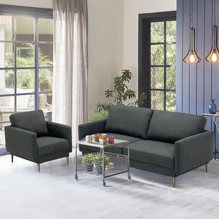 Modern Loveseat with Comfy Backrest Cushions-Gray - Gray - Sofas & Loveseats