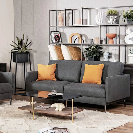 Modern Loveseat with Comfy Backrest Cushions-Gray - Gray - Sofas & Loveseats