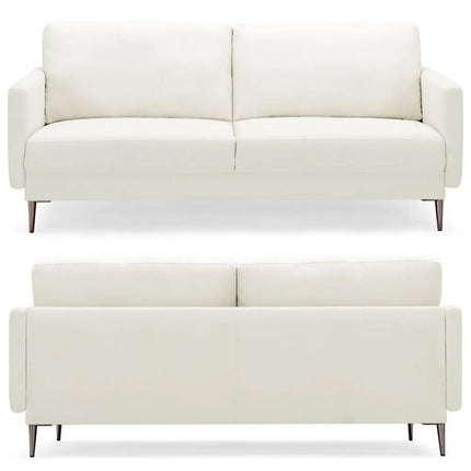 Modern Loveseat with Comfy Backrest Cushions-White - White - Sofas & Loveseats