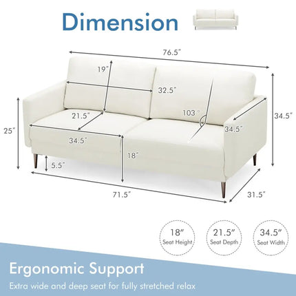 Modern Loveseat with Comfy Backrest Cushions-White - White - Sofas & Loveseats