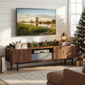 Modern Mid Century TV Cabinetfor TVs up to 82’’ with Drawer-Walnut - Walnut - Entertainment Centers & TV Stands