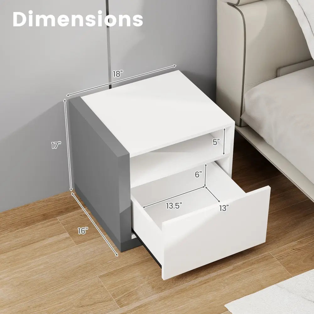 Modern Minimalist Nightstand with Drawer for Bedroom - White - Nightstands