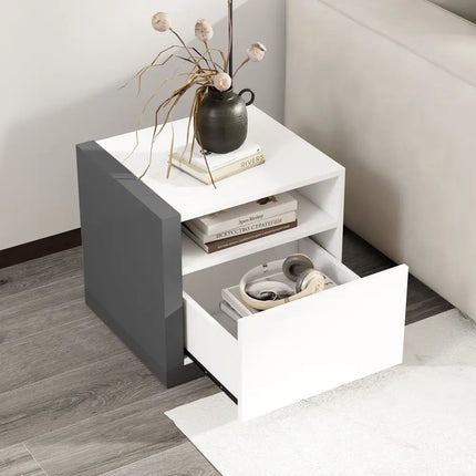 Modern Minimalist Nightstand with Drawer for Bedroom - White - Nightstands