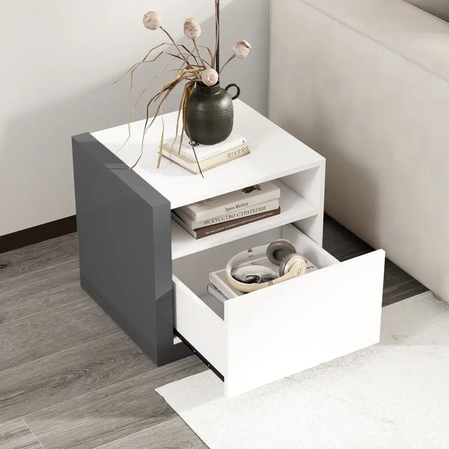 Modern Minimalist Nightstand with Drawer for Bedroom - White - Nightstands