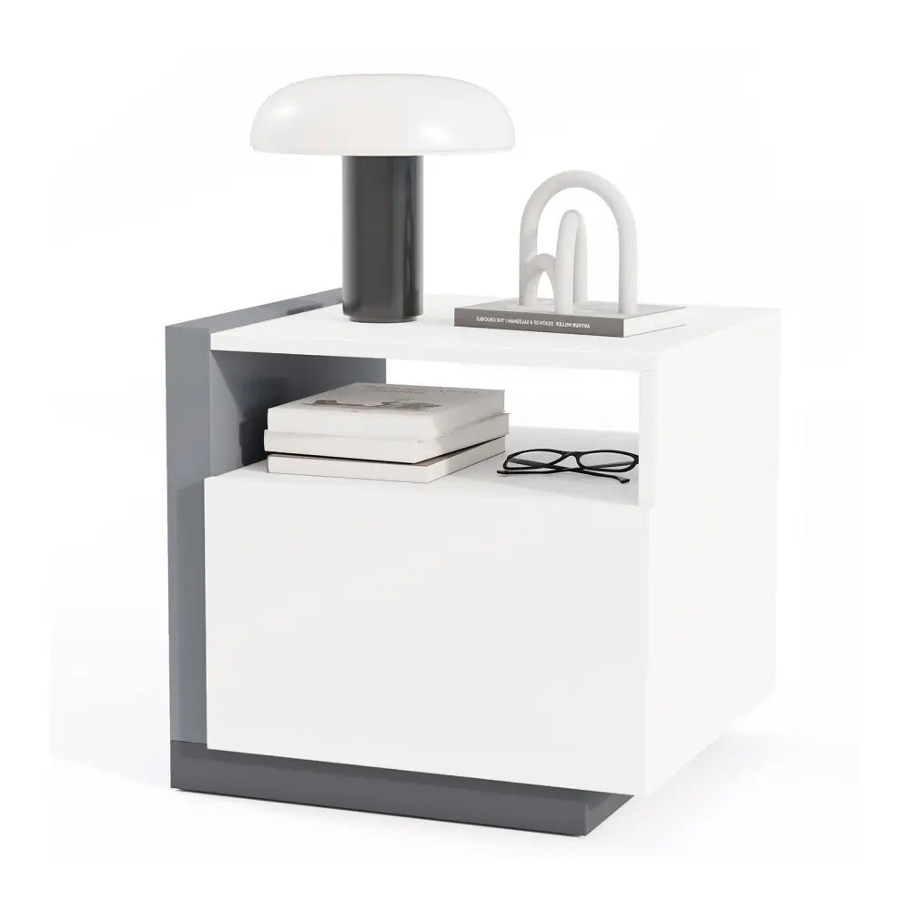 Modern Minimalist Nightstand with Drawer for Bedroom - White - Nightstands