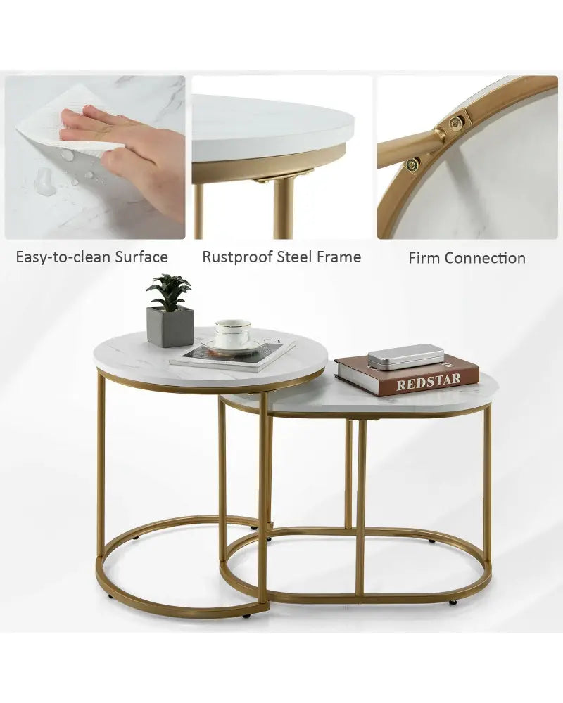 Modern Nesting Coffee Table Set of 2-White - White - Coffee Tables