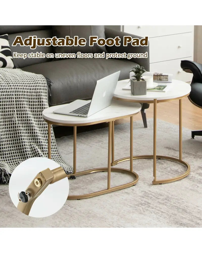 Modern Nesting Coffee Table Set of 2-White - White - Coffee Tables