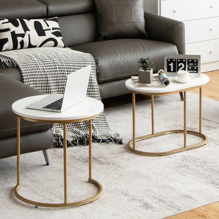 Modern Nesting Coffee Table Set of 2-White - White - Coffee Tables