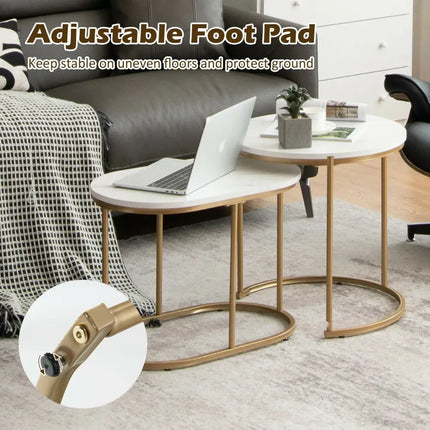 Modern Nesting Coffee Table Set of 2-White - White - Coffee Tables