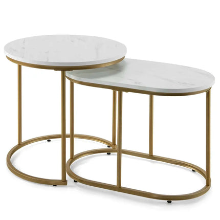 Modern Nesting Coffee Table Set of 2-White - White - Coffee Tables