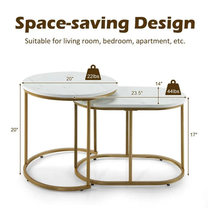Modern Nesting Coffee Table Set of 2-White - White - Coffee Tables