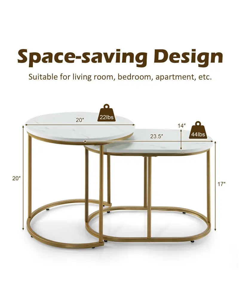 Modern Nesting Coffee Table Set of 2-White - White - Coffee Tables