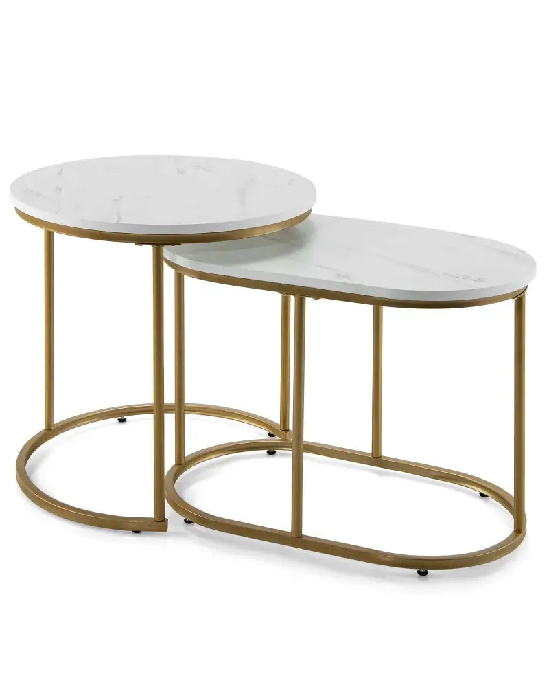 Modern Nesting Coffee Table Set of 2-White - White - Coffee Tables